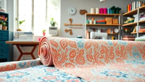 Katoenen stof per meter in een stijlvolle naaiatelier, perfect voor elke creatie.