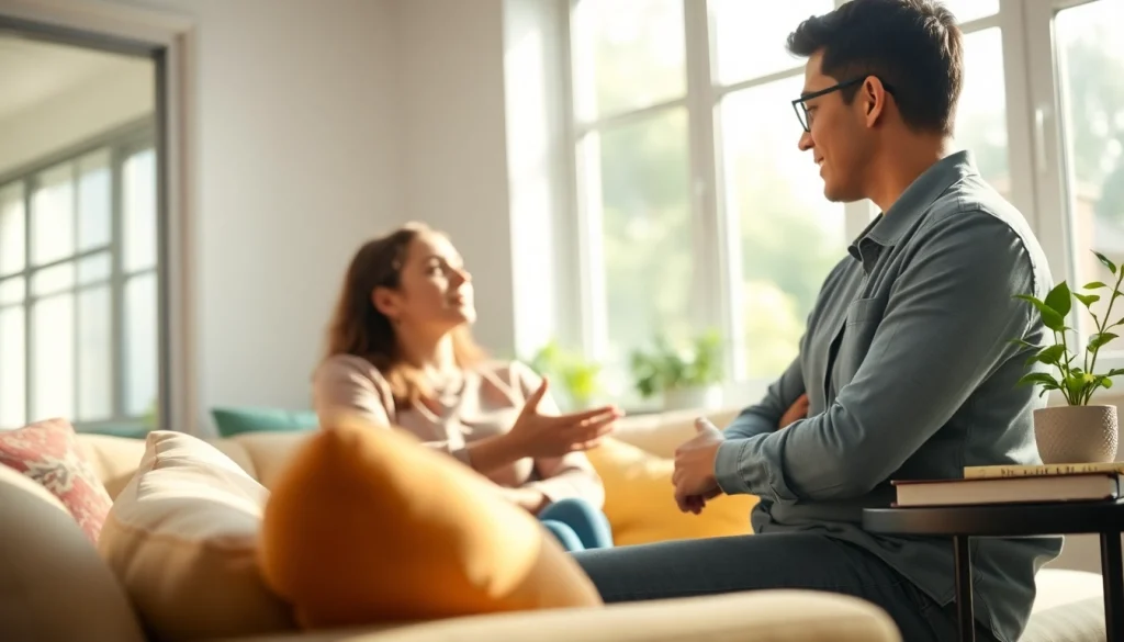 Promoting mental health awareness through a supportive counseling session in a serene office.