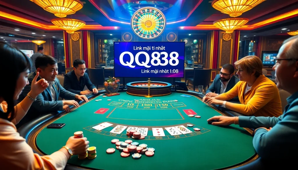 Experience thrilling casino action with Link mới nhất QQ88 featured in a vibrant blackjack scene.
