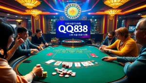 Experience thrilling casino action with Link mới nhất QQ88 featured in a vibrant blackjack scene.