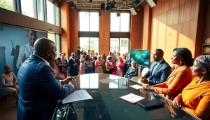 Engaging Kenya News coverage with professional anchors and viewers in a lively studio setting.