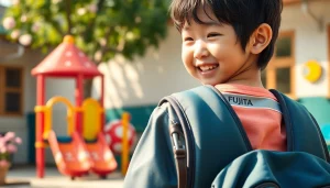 フジタランドセル体験 - おしゃれなランドセルを背負って学校を楽しむ子ども。