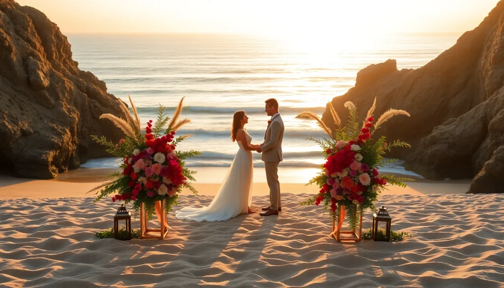 Big Sur wedding photographer capturing a couple's beach ceremony with stunning coastal scenery.