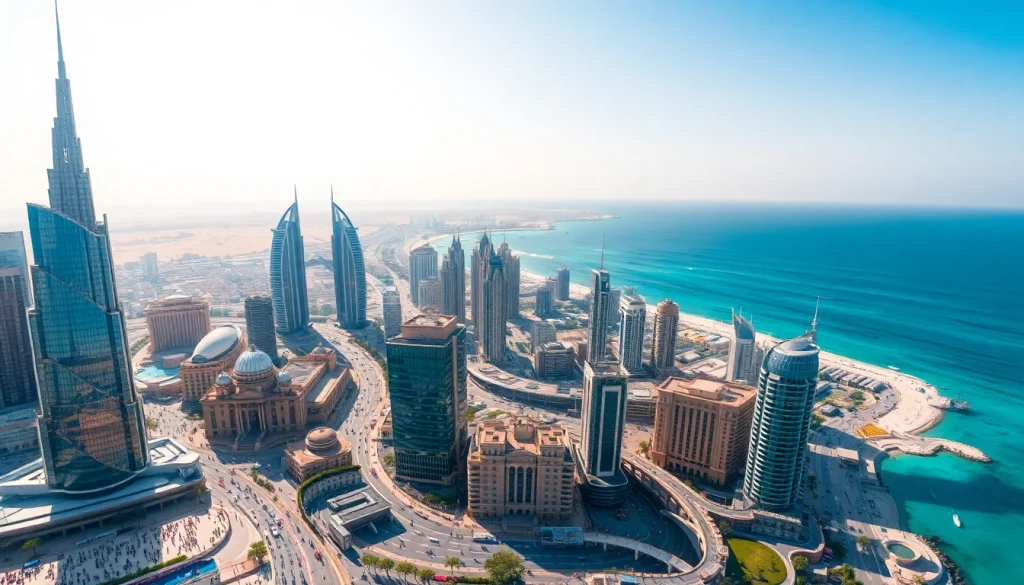 Citylifedubai.com showcases a vibrant aerial view of Dubai's skyline and bustling city life.