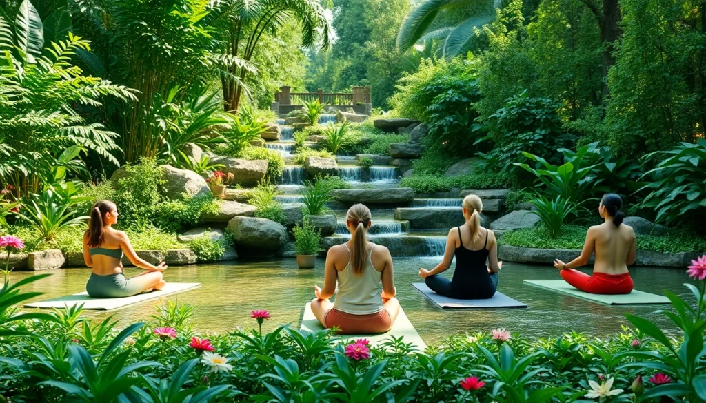 Experience a rejuvenating wellness retreat through a tranquil garden yoga session.