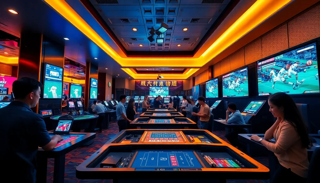 Dynamic betting scene at 슈어맨, showcasing safety and excitement in a modern casino environment.