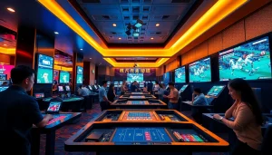 Dynamic betting scene at 슈어맨, showcasing safety and excitement in a modern casino environment.
