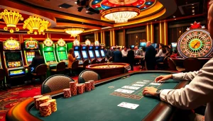 Gambling enthusiasts enjoying a high-stakes poker game at Hay88 casino.