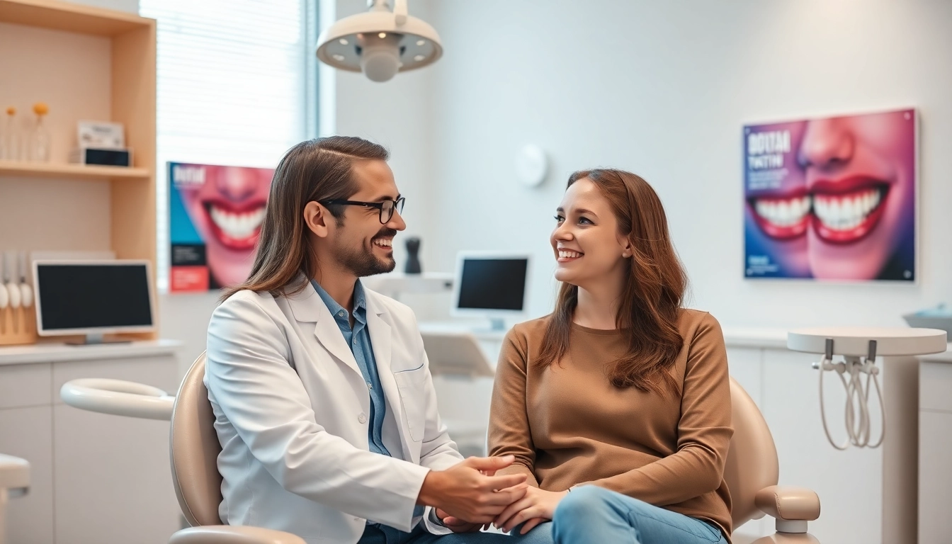Adult orthodontist Hawthorn consulting with a patient in a modern, inviting dental office.