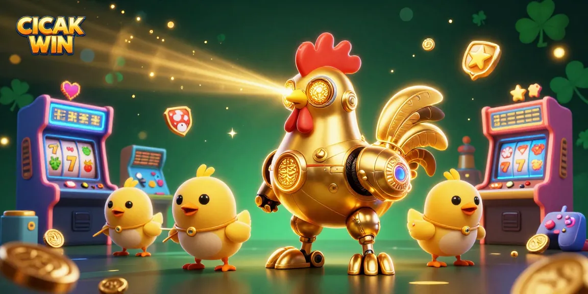 CICAK WIN showcases an exciting casino atmosphere with colorful game elements and characters.